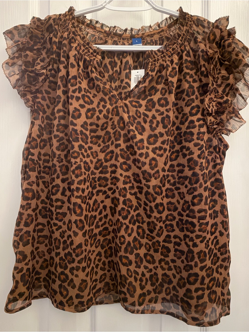 Old Navy - Leopard Print Ruffle Sleeve Women’s Top